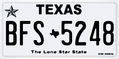 TX license plate BFS5248