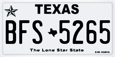 TX license plate BFS5265