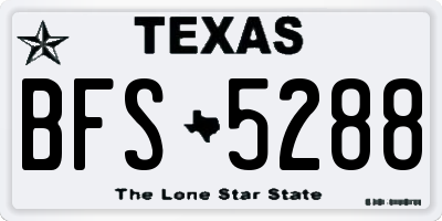TX license plate BFS5288