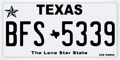 TX license plate BFS5339