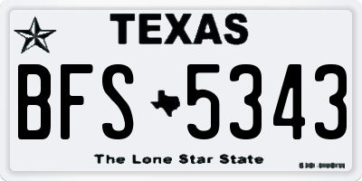 TX license plate BFS5343