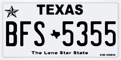TX license plate BFS5355