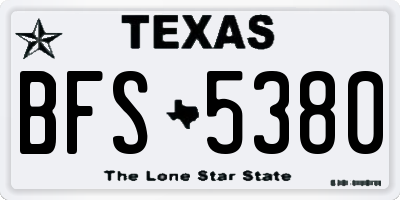 TX license plate BFS5380