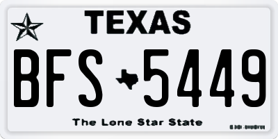 TX license plate BFS5449
