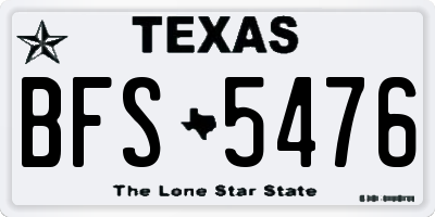 TX license plate BFS5476