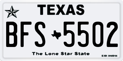 TX license plate BFS5502