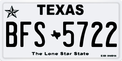 TX license plate BFS5722