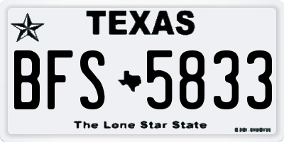 TX license plate BFS5833