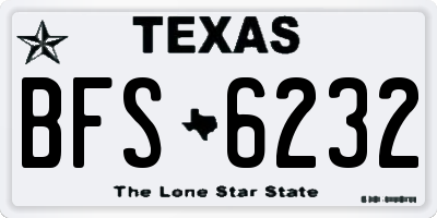 TX license plate BFS6232