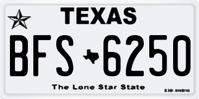 TX license plate BFS6250