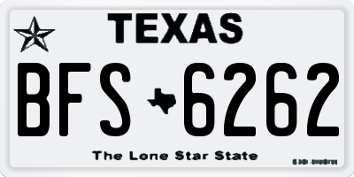 TX license plate BFS6262