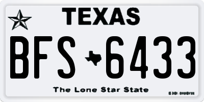TX license plate BFS6433