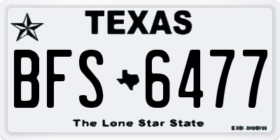 TX license plate BFS6477