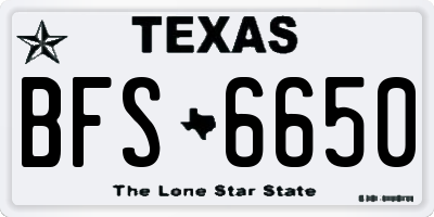 TX license plate BFS6650