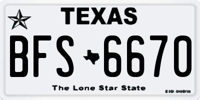 TX license plate BFS6670