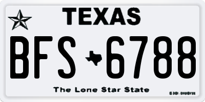 TX license plate BFS6788