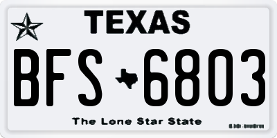 TX license plate BFS6803