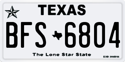 TX license plate BFS6804