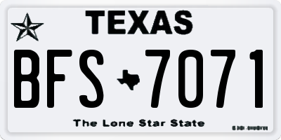 TX license plate BFS7071