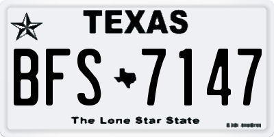 TX license plate BFS7147