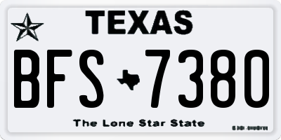 TX license plate BFS7380