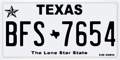 TX license plate BFS7654