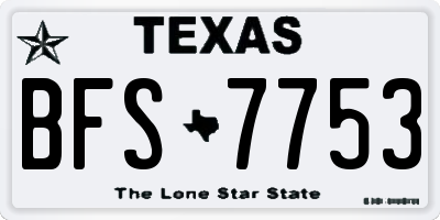 TX license plate BFS7753