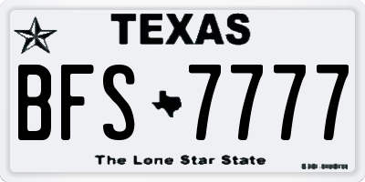 TX license plate BFS7777