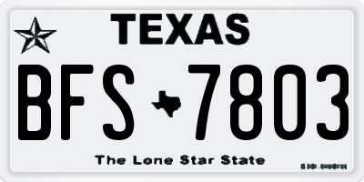 TX license plate BFS7803