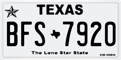 TX license plate BFS7920