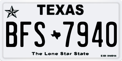 TX license plate BFS7940