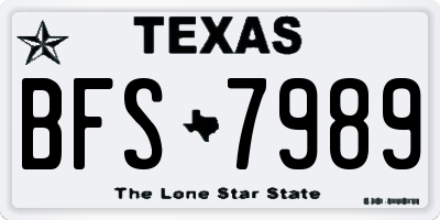 TX license plate BFS7989