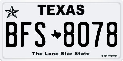 TX license plate BFS8078