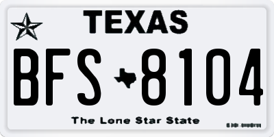 TX license plate BFS8104