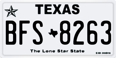 TX license plate BFS8263