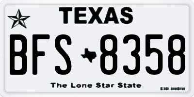 TX license plate BFS8358