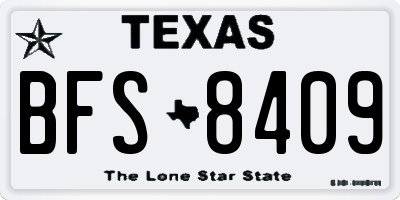 TX license plate BFS8409