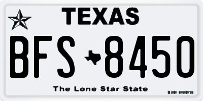 TX license plate BFS8450