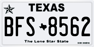TX license plate BFS8562