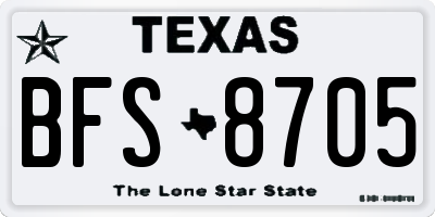 TX license plate BFS8705
