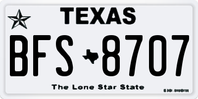 TX license plate BFS8707