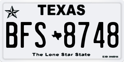 TX license plate BFS8748