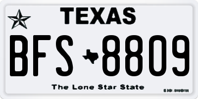 TX license plate BFS8809