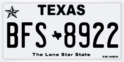 TX license plate BFS8922