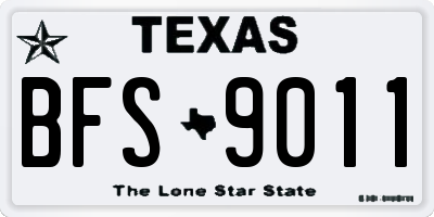 TX license plate BFS9011