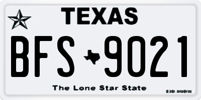 TX license plate BFS9021