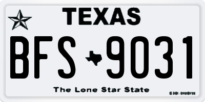 TX license plate BFS9031