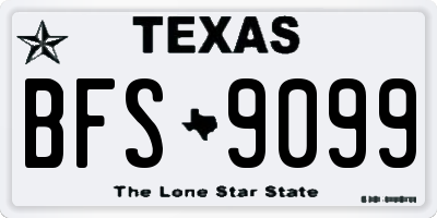 TX license plate BFS9099
