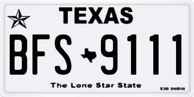 TX license plate BFS9111