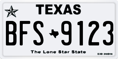 TX license plate BFS9123